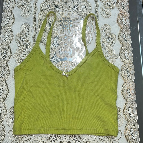 Sunday Best Tops - Aritzia Sunday Best Gracie lime green ribbed tank top